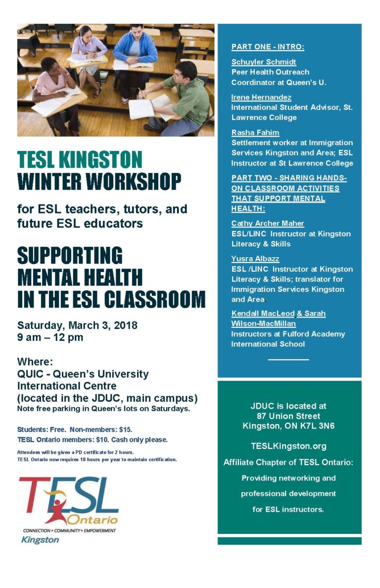 TESL Kingston poster workshop March 3 2018